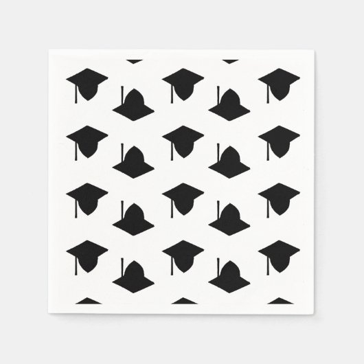 Serviette En Papier Motif de capuchon moderne noir blanc (Devant)
