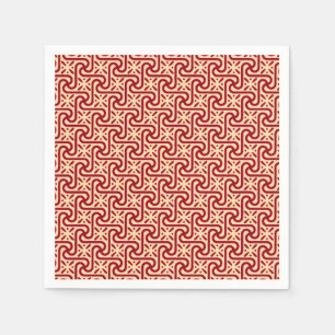 Serviette En Papier motif de carreaux égyptien, bordeaux et pêche