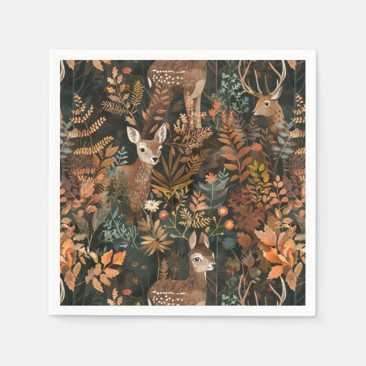 Serviette En Papier Motif de cerfs bruns mignons (Devant)