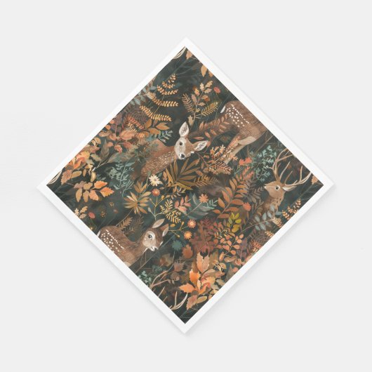 Serviette En Papier Motif de cerfs bruns mignons (Coin)