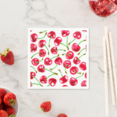 Serviette En Papier Motif de cerises d'aquarelle (En situation)