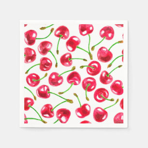 Serviette En Papier Motif de cerises d'aquarelle