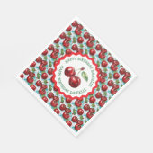 Serviette En Papier Motif de cerisier bleu À damiers personnalisé Birt (Coin)