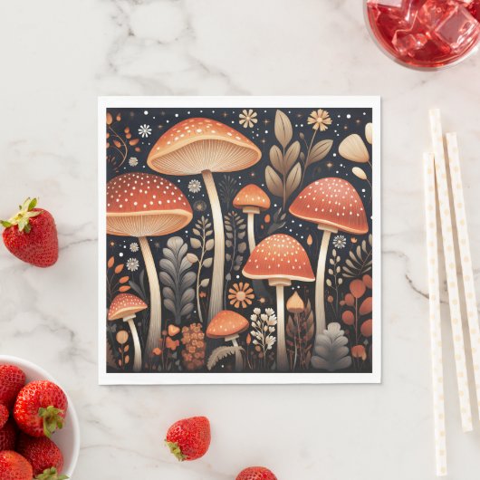Serviette En Papier Motif de champignons Boho Woodland (En situation)