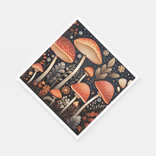 Serviette En Papier Motif de champignons Boho Woodland (Coin)