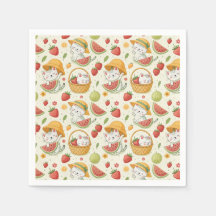Motif de chat aux fruits d'été - Conception de piq