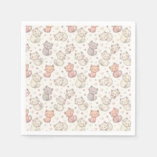 Serviette En Papier Motif de chat Chibi mignon - Conception de chaton