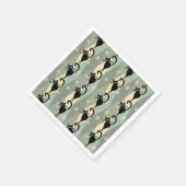 Serviette En Papier Motif de chat noir du milieu du siècle (Coin)