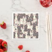 Serviette En Papier Motif de chats blancs et gris (En situation)