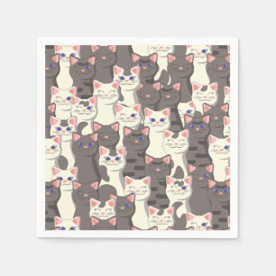 Serviette En Papier Motif de chats blancs et gris
