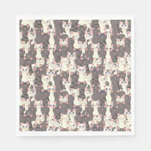 Serviette En Papier Motif de chats blancs et gris