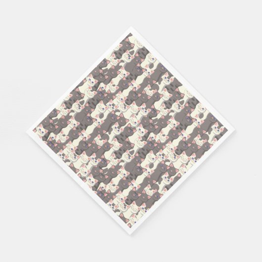Serviette En Papier Motif de chats blancs et gris (Coin)