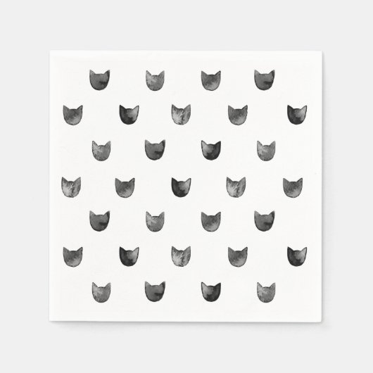 Serviette En Papier Motif de chats chic noir et blanc (Devant)