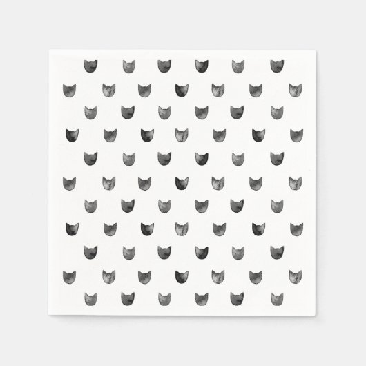 Serviette En Papier Motif de chats chic noir et blanc (Devant)