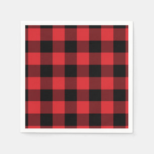 Serviette En Papier Motif de chèque de Buffalo rouge et noir