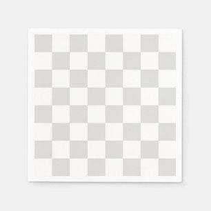 Serviette En Papier Motif de chèques gris clair et blanc
