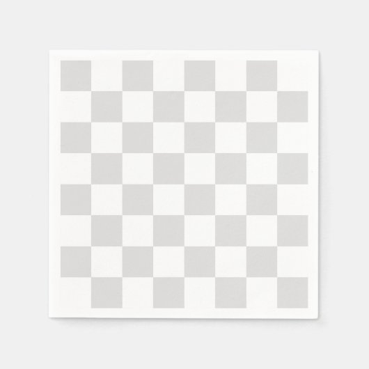 Serviette En Papier Motif de chèques gris clair et blanc (Devant)
