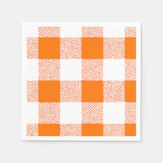 Serviette En Papier Motif de chèques Orange En vichy (Devant)