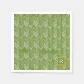 Serviette En Papier Motif de Chevron Herringbone Forêt verte initiale (Devant)