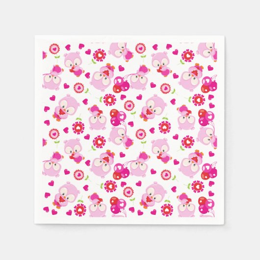 Serviette En Papier Motif De Chouettes, Chouettes Mignonnes, Chouettes (Devant)