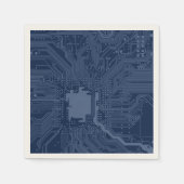 Serviette En Papier Motif de circuit Geek bleu (Devant)