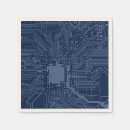 Serviette En Papier Motif de circuit Geek bleu (Devant)