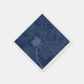 Serviette En Papier Motif de circuit Geek bleu (Coin)