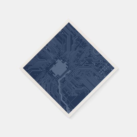 Serviette En Papier Motif de circuit Geek bleu (Coin)
