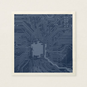 Serviette En Papier Motif de circuit Geek bleu