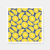 Serviette En Papier Motif de citrons bleu et jaune rustique (Devant)