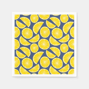 Serviette En Papier Motif de citrons bleu et jaune rustique
