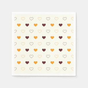 Serviette En Papier Motif de cœur avec des cœurs orange et marron