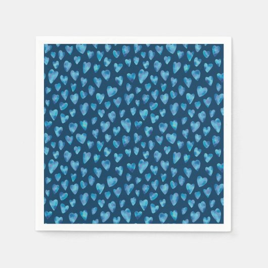 Serviette En Papier Motif de coeur bleu foncé (Devant)