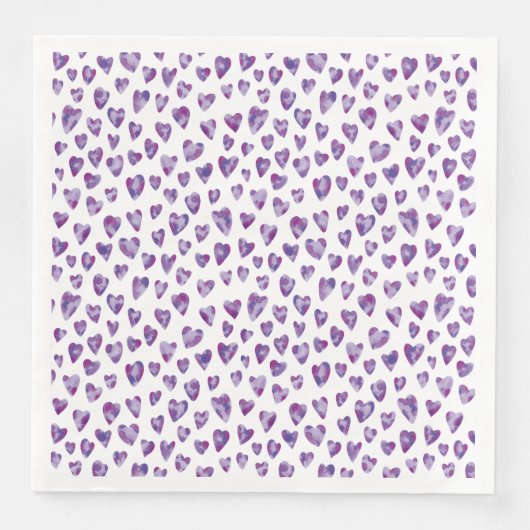Serviette En Papier Motif de coeur d'amour pourpre (Devant)