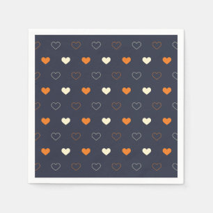 Serviette En Papier Motif de cœur en orange et crème