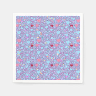 Serviette En Papier Motif de coeur rayonnant 01 LBlue BG