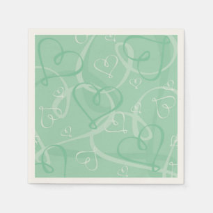 Serviette En Papier Motif de coeur vert à la menthe