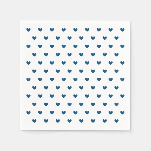 Serviette En Papier Motif de Coeurs Bleus (Devant)