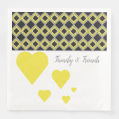 Serviette En Papier Motif De Coeurs Jaunes (Devant)
