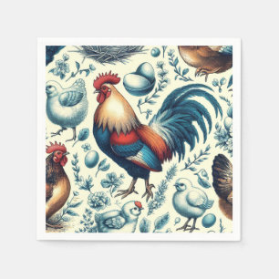 Serviette En Papier Motif de coq de ferme Retro