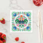 Serviette En Papier Motif de coq polonais carré (En situation)