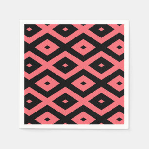 Serviette En Papier Motif de corail et de diamant noir