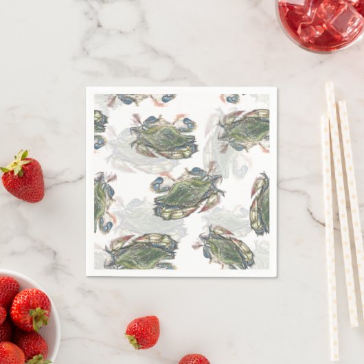 Serviette En Papier Motif de crabe bleu (En situation)
