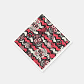 Serviette En Papier Motif De Crânes Et De Fleurs De Sucre (Coin)