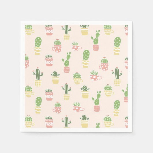 Serviette En Papier Motif de Cute Cactus (Devant)