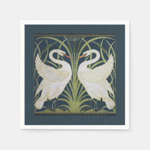 Serviette En Papier Motif de cygnes Art Nouveau : Impression de cygnes