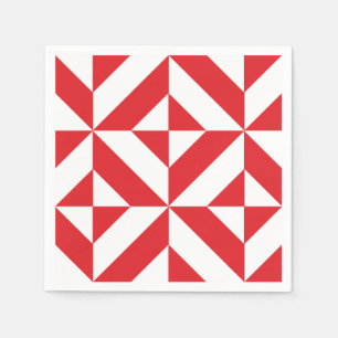 Serviette En Papier Motif de décoration géométrique rouge cerise