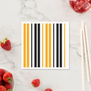 Serviette En Papier Motif de design à rayures jaunes noires et blanche