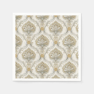 Serviette En Papier Motif de design floral damassé or luxueux sans cou