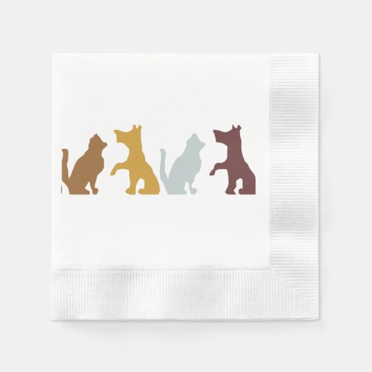 Serviette En Papier Motif de dessin animé Chats et Chiens (Devant)